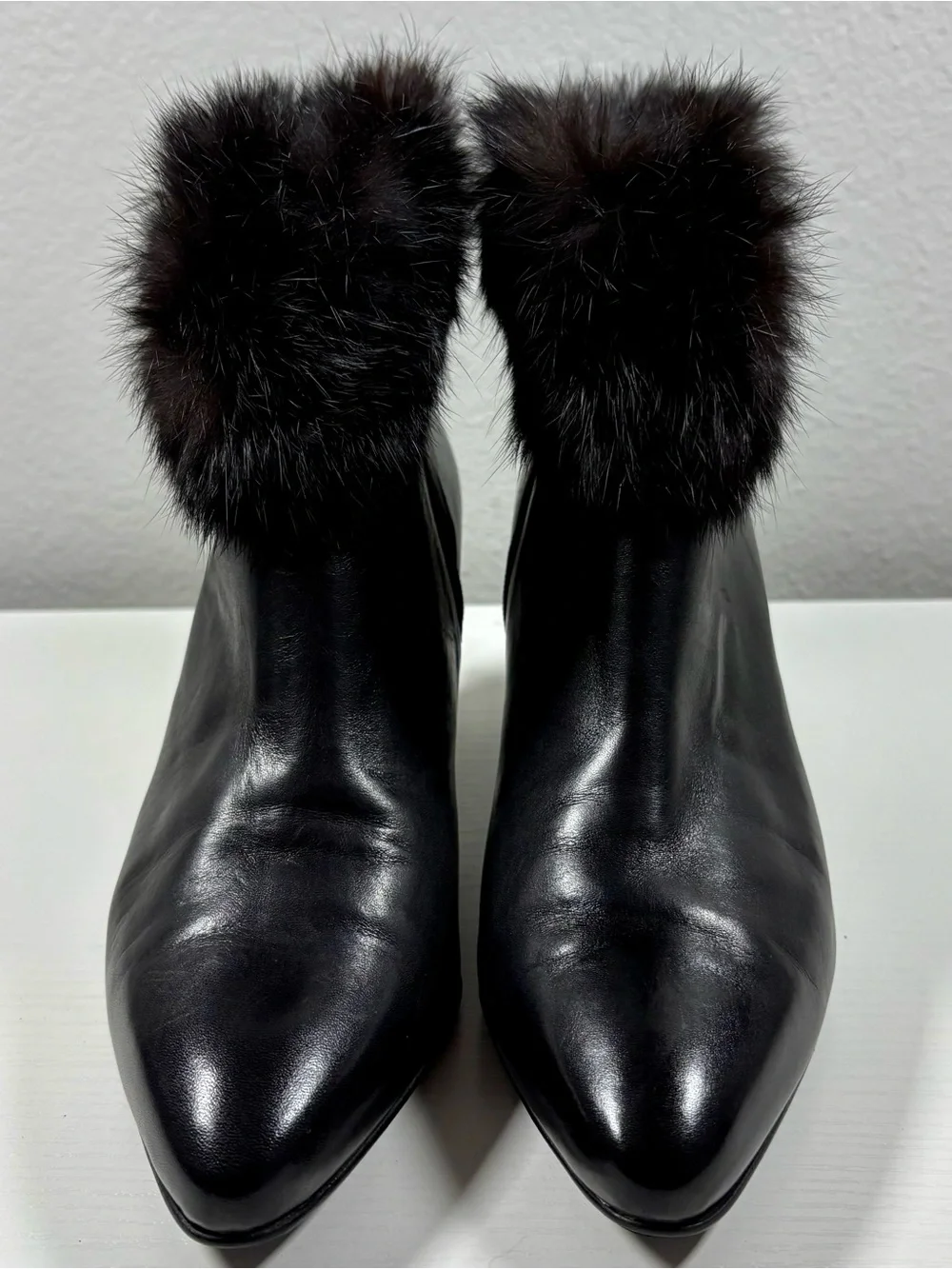 Bally Vintage Ankle Boots, Leather w/ Genuine Mink Trim. Size US-5.5 or EU 36